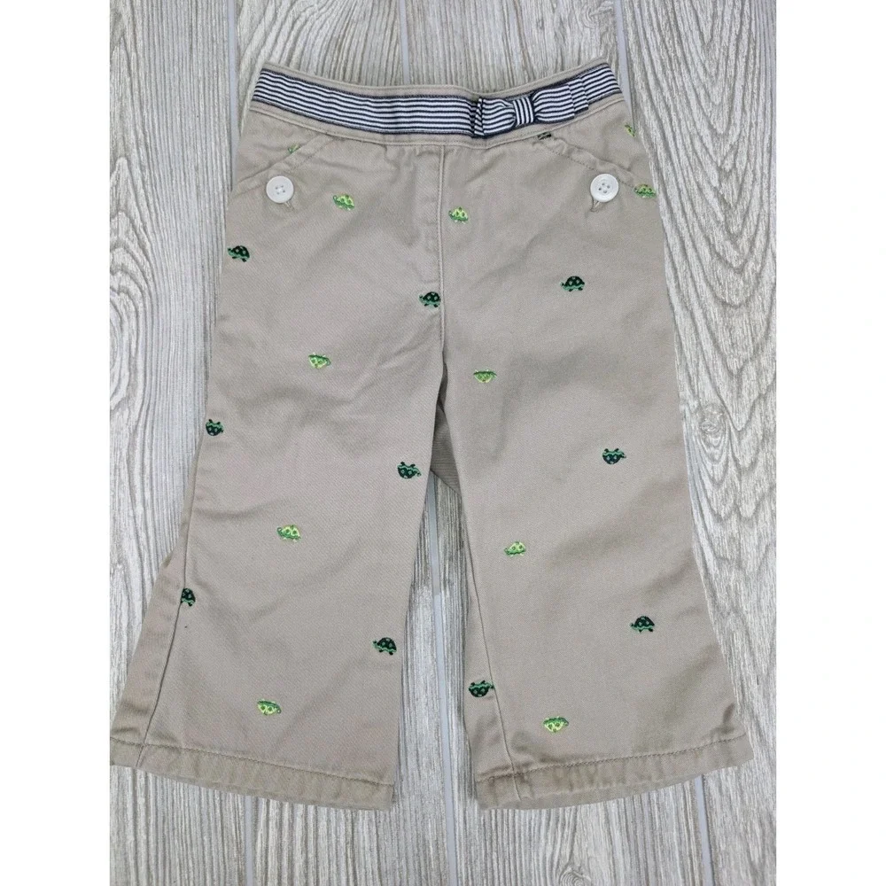 Vintage Gymboree Prep Club Turtle Pants Girls Size 12-18 Months Bow Embroidered